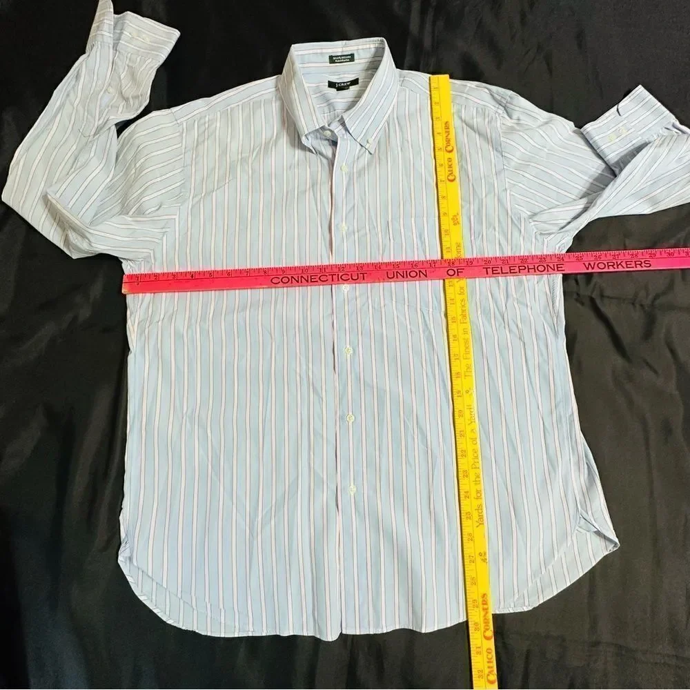 J. Crew Blue and White Striped 100s 2 Ply Cotton Button Down Shirt Size Large